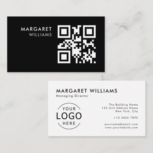 Minimalistische Berufliche QR-Logos Visitenkarte (Vorne/Hinten)