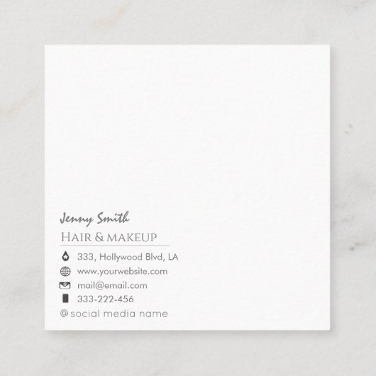 Minimalistische berufliche Rose Quadratische Visitenkarte (Rückseite)