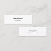 Minimalistische Berufliche Schlichte Weiße Slim Mini Visitenkarte (Vorne/Hinten)