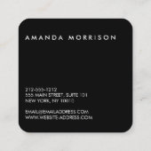 Minimalistische Berufliche Social Media Black Quadratische Visitenkarte (Rückseite)