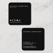 Minimalistische Berufliche Social Media Black Quadratische Visitenkarte (Vorne/Hinten)