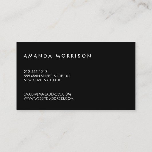 Minimalistische Berufliche Social Media Black Visitenkarte (Rückseite)