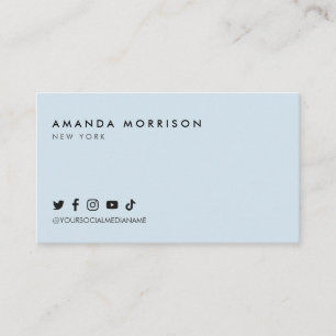 Minimalistische Berufliche Social Media Blue Visitenkarte