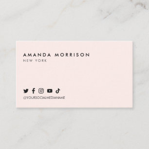 Minimalistische Berufliche Social Media Pink Visitenkarte