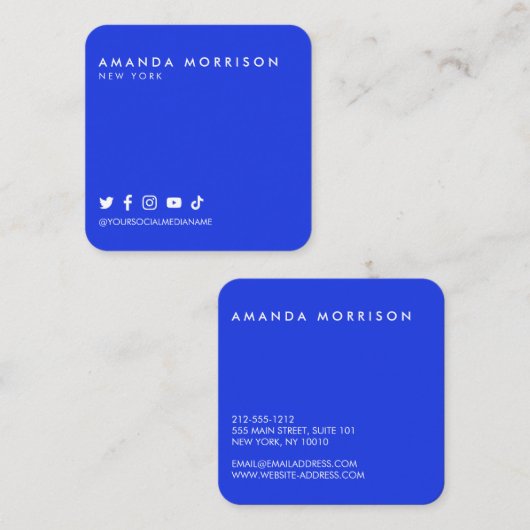Minimalistische Berufliche Social Media Quadratische Visitenkarte (Vorne/Hinten)