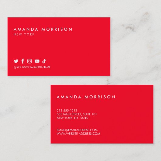 Minimalistische Berufliche Social Media Root Visitenkarte (Vorne/Hinten)