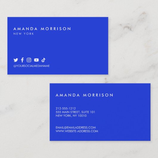 Minimalistische Berufliche Social Media Visitenkarte (Vorne/Hinten)