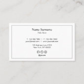 Minimalistische Berufliche Typo Grau Visitenkarte (Rückseite)