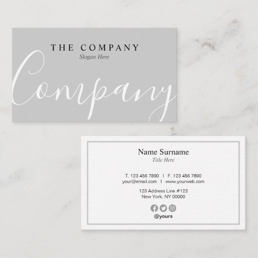 Minimalistische Berufliche Typo Grau Visitenkarte (Vorne/Hinten)