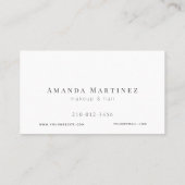 Minimalistische Berufliche weiße Anruferkarte Visitenkarte (Rückseite)