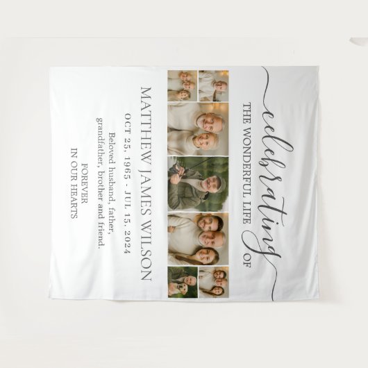Minimalistische Bestattungsfeier Lebensfoto Collag Wandteppich (Vorderseite (Horizontal))