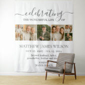 Minimalistische Bestattungsfeier Lebensfoto Collag Wandteppich (Beispiel)