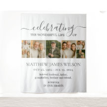 Minimalistische Bestattungsfeier Lebensfoto Collag