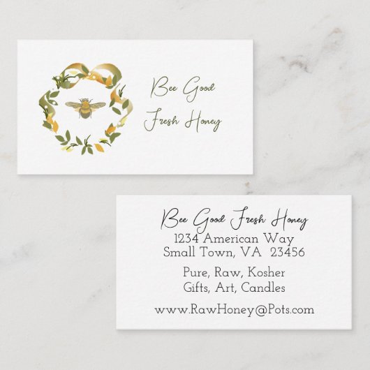 Minimalistische Bienen- und Kräuterbake-Visitenkar Visitenkarte (Vorne/Hinten)