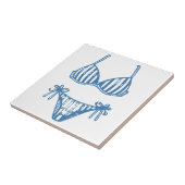 Minimalistische Bikini Linie Art Blue Kontur Küste Fliese (Seite)