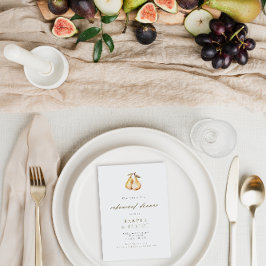 Minimalistische Birnen Hochzeitsessen Probe Einladung