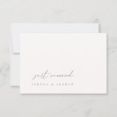 Minimalistische Bkack & White Just Married Wedding Ankündigung (Vorderseite)