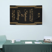 Minimalistische Black and Gold Art Deco Hochzeit Banner (Messeveranstaltung)