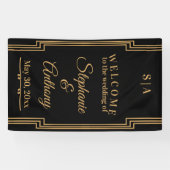 Minimalistische Black and Gold Art Deco Hochzeit Banner (Horizontal)