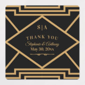 Minimalistische Black and Gold Art Deco Hochzeit Etiketten (Design 2)