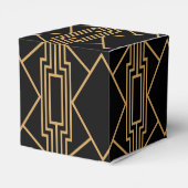 Minimalistische Black and Gold Art Deco Hochzeit Geschenkschachtel (Rückseite)