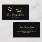 Minimalistische Black and Gold Eyelash-Erweiterung Visitenkarte (Vorne/Hinten)