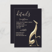 Minimalistische Black and Gold Hund Wedding Detail Einladung (Vorne/Hinten)