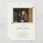 Minimalistische Black Bow Foto Graduation Party Einladung (Vorderseite)