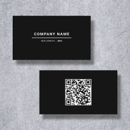 Minimalistische Black Business Card mit QR-Code Visitenkarte