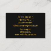 Minimalistische Black Business Card Visitenkarte (Rückseite)