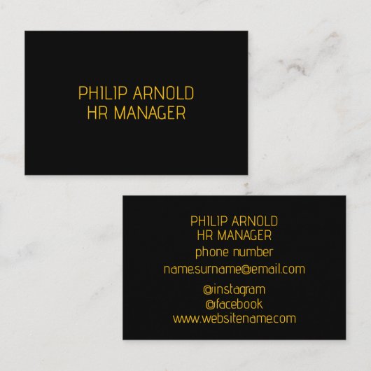 Minimalistische Black Business Card Visitenkarte (Vorne/Hinten)
