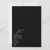 Minimalistische Black Floral Line Art Hochzeit Einladung (Rückseite)