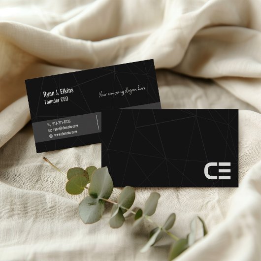 Minimalistische Black Founder & CEO Business Card Visitenkarte