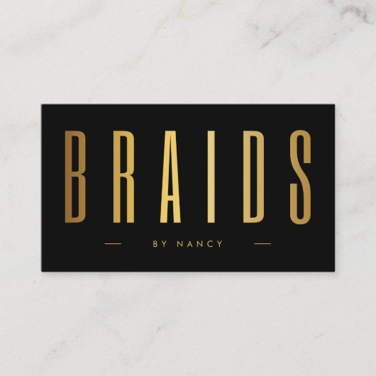 Minimalistische Black & Gold Braids Visitenkarte (Vorderseite)