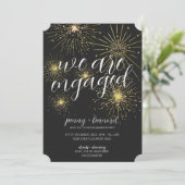 Minimalistische Black-Gold-Feuerwerkskommunikation Einladung (Stehend Vorderseite)