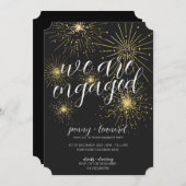 Minimalistische Black-Gold-Feuerwerkskommunikation Einladung (Vorne/Hinten)