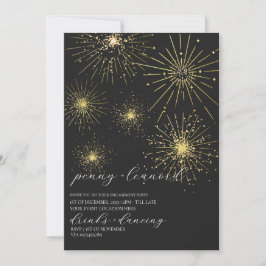Minimalistische Black-Gold-Feuerwerkskommunikation Einladung