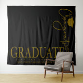 Minimalistische Black & Gold Glückwunsch Graduate Wandteppich (Beispiel (Horizontal))