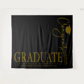 Minimalistische Black & Gold Glückwunsch Graduate Wandteppich (Vorderseite (Horizontal))