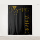 Minimalistische Black & Gold Glückwunsch Graduate Wandteppich (Vorderseite)
