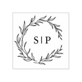 Minimalistische Black Leaf Moderne Hochzeitsinitia Gummistempel (Prägung)