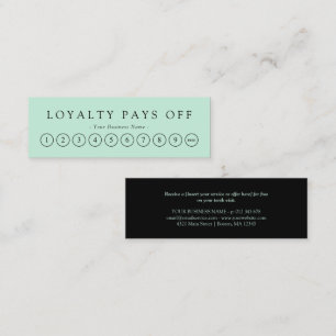 Minimalistische Black & Minze Loyalty Punch Card Treuekarte