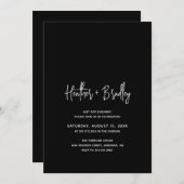 Minimalistische Black Modern Engagement Party Einladung (Vorne/Hinten)