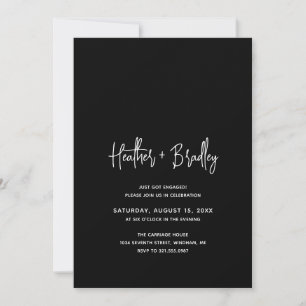 Minimalistische Black Modern Engagement Party Einladung