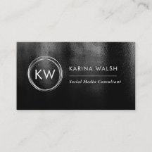 Minimalistische Black Monogram Logo-Visitenkarte