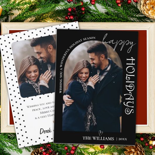 Minimalistische Black Multi Foto Happy Holidays Ca