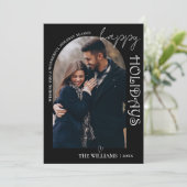 Minimalistische Black Multi Foto Happy Holidays Ca (Stehend Vorderseite)