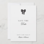 Minimalistische Black Ribbon Bow Vintages Foto Hoc Save The Date (Vorderseite)