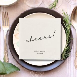 Minimalistische Black Script Custom Cheers Wedding Serviette