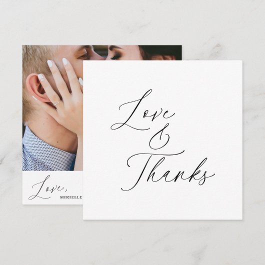 Minimalistische Black Script-Liebe dank Hochzeitss Dankeskarte (Vorne/Hinten)